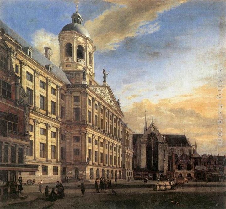 Jan van der Heyden Amsterdam, Dam Square with the Town Hall and the Nieuwe Kerk